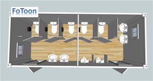Modulopbygget container toilet afvaskning